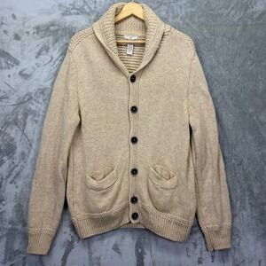 Shawl Collar Mens Cardigan Lambswool Knit Sweater Tan Medium by Dockers Heritage